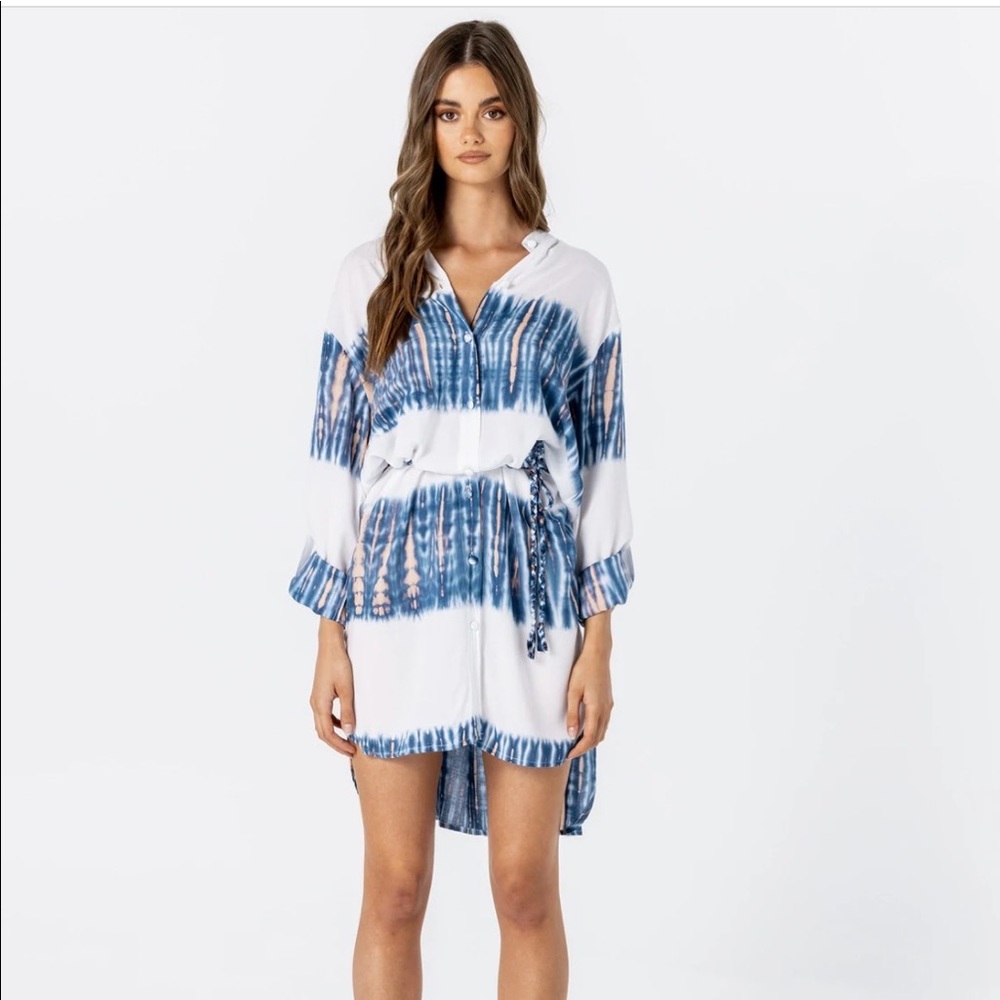Le salty label rising sun shirt dress - small